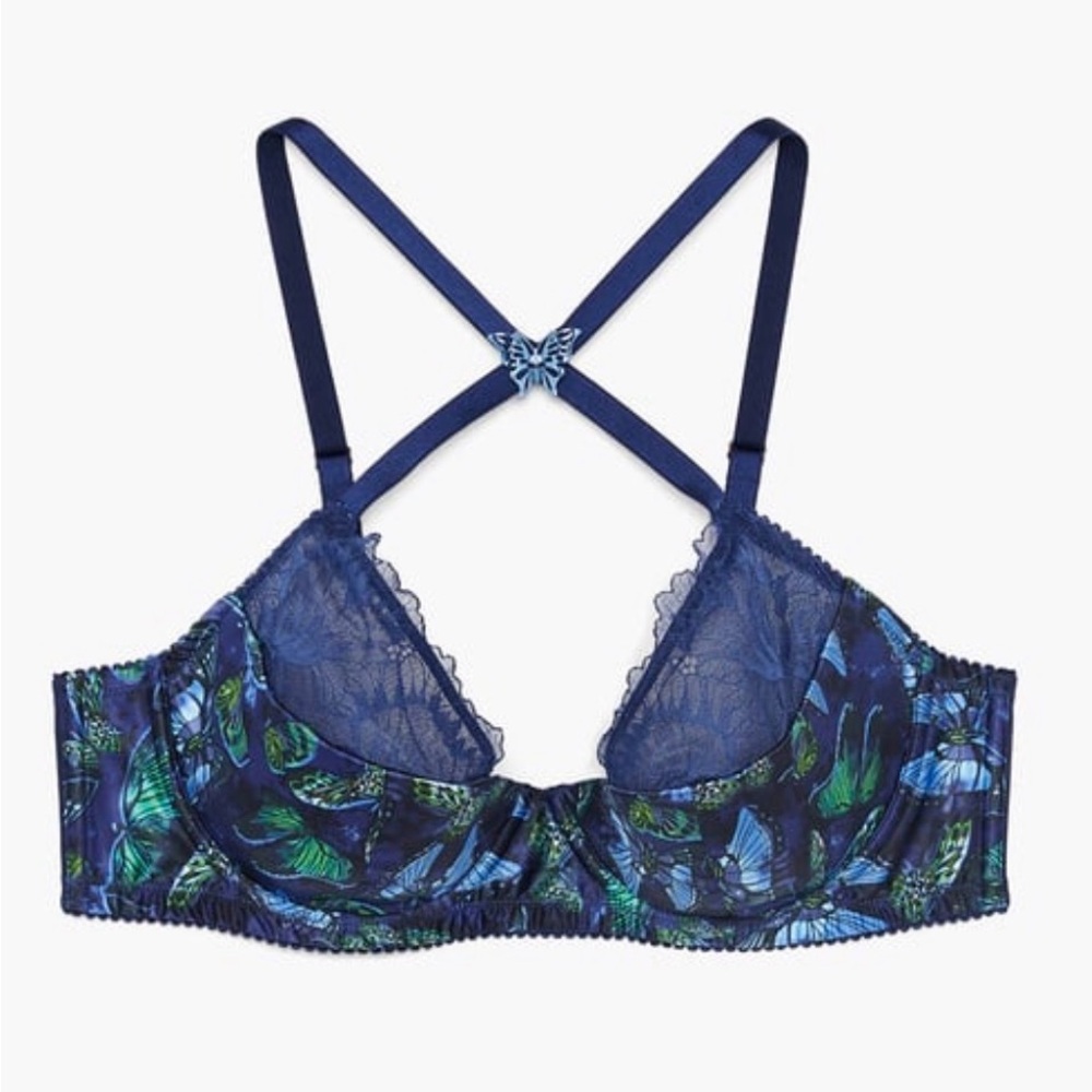Savage X Fenty size 44D BAROQUE BUTTERFLY LACE QUARTER-CUP BRA
